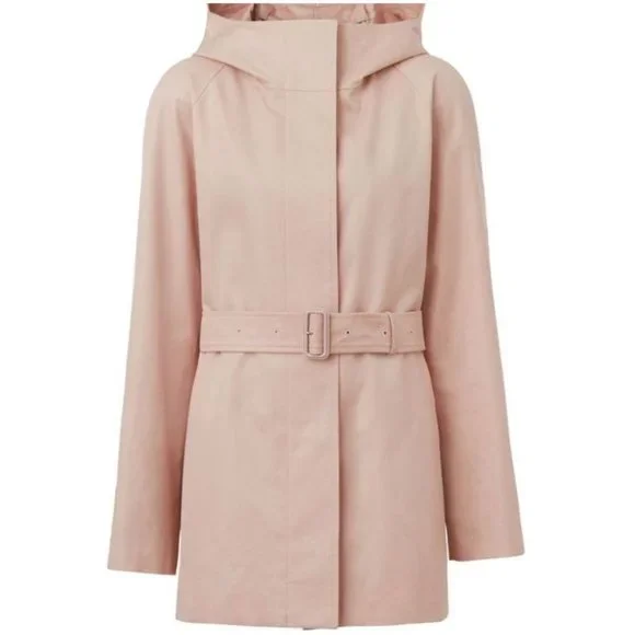 Burberry Women’s Hooded Pink Trench Lined Coat Belted Cotton US 8 Quiet Luxury - Picture 2 of 16